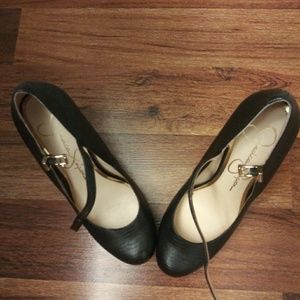 Jessica Simpson Mary Jane style snakeskin heels